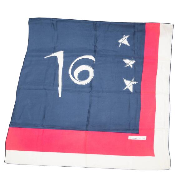 Geoffrey Beene Pink Blue Square Silk Scarf 26" - Picture 2 of 7